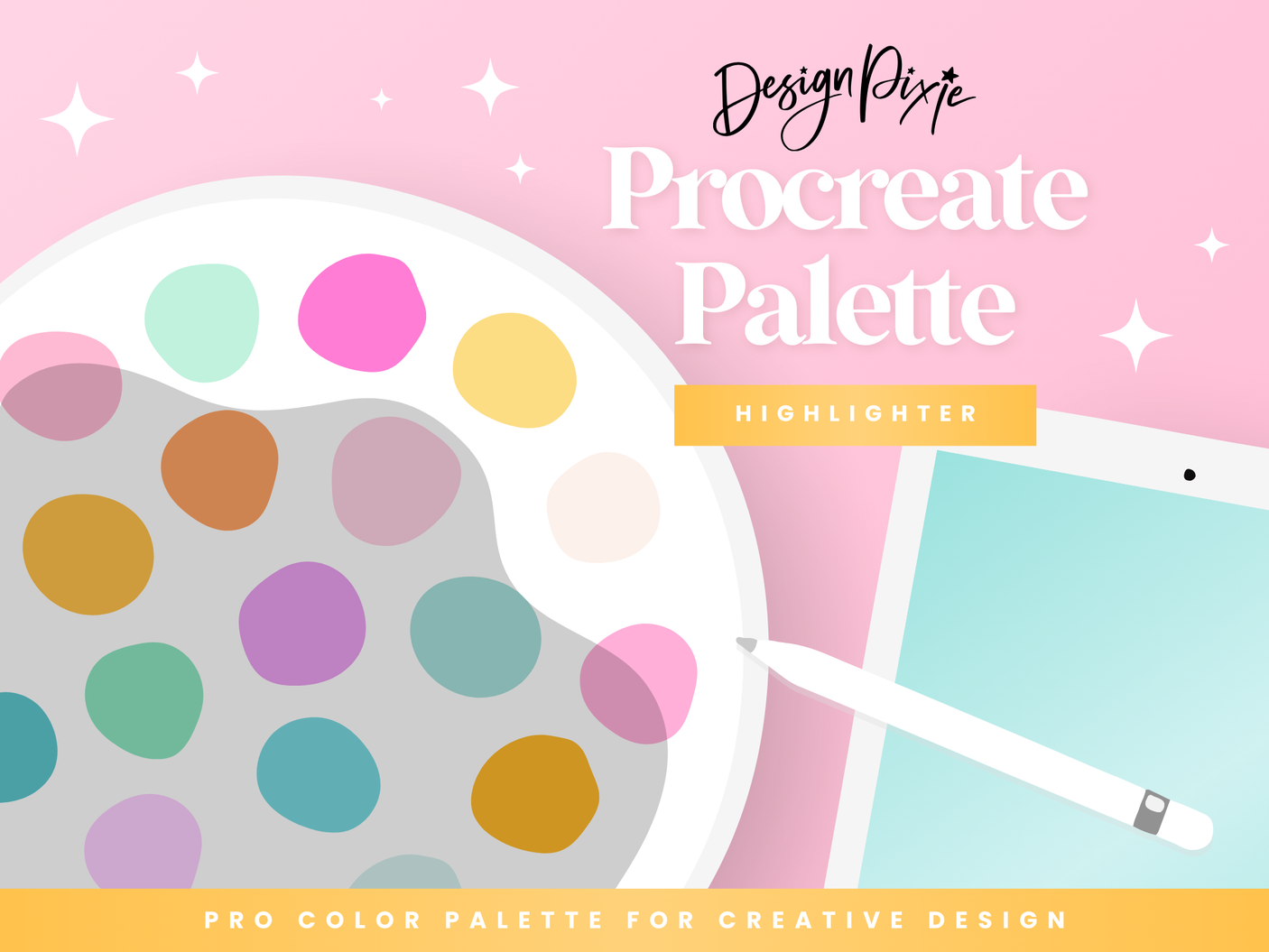 Procreate Color Palette - Rainbow Highlighter - Design Pixie