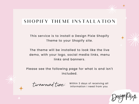 Shopify Theme Installation - Design Pixie