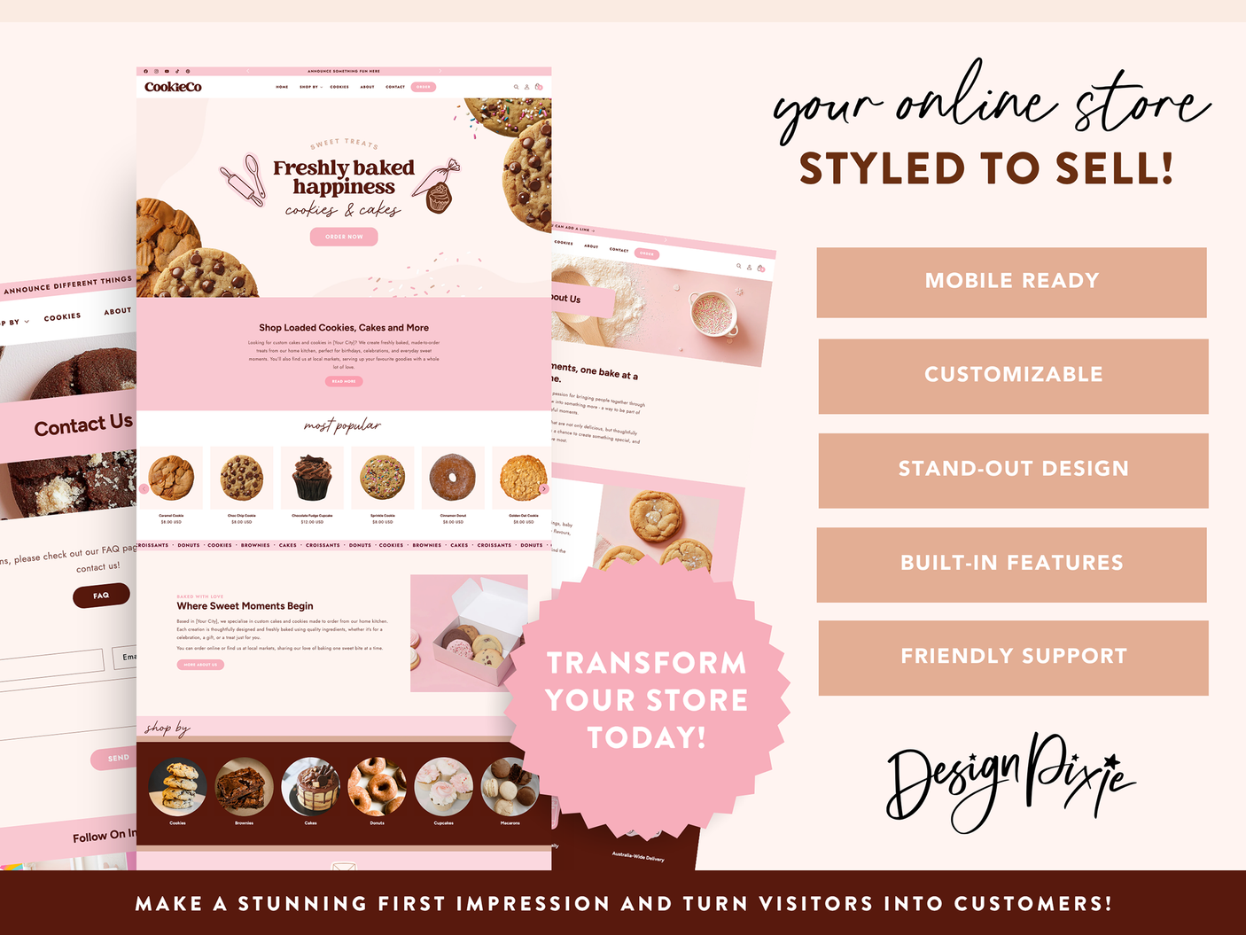 shopify theme for custom cakes cupcakes and cookies online store