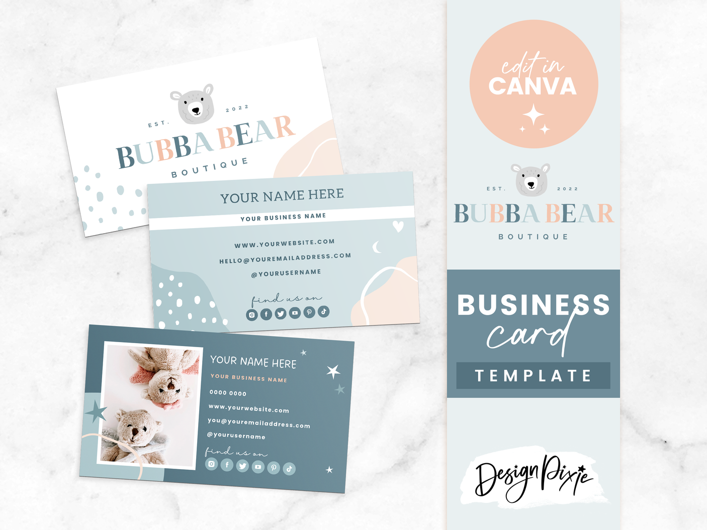 Baby Blue Business Card Template - Design Pixie