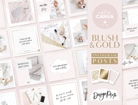 Blush Gold Instagram Post Templates - Design Pixie