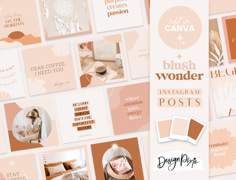 Blush Wonder Instagram Post Templates - Design Pixie