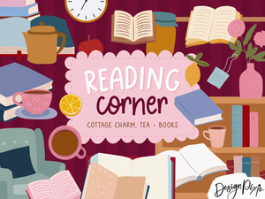 Cute book graphics with bookish svg elements for Canva