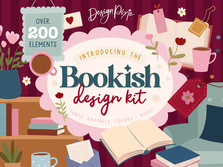 Bookish design kit with book SVGs