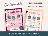 Pink Bookish Scan To Pay Sign Template