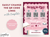 Pink Bookish Scan To Pay Sign Template