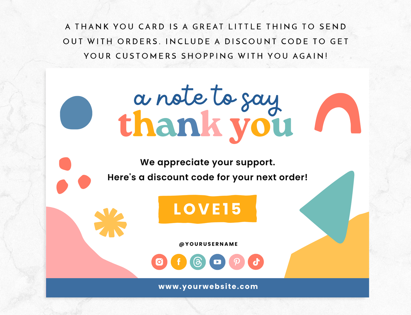 Fun Bright Thank You Card Template