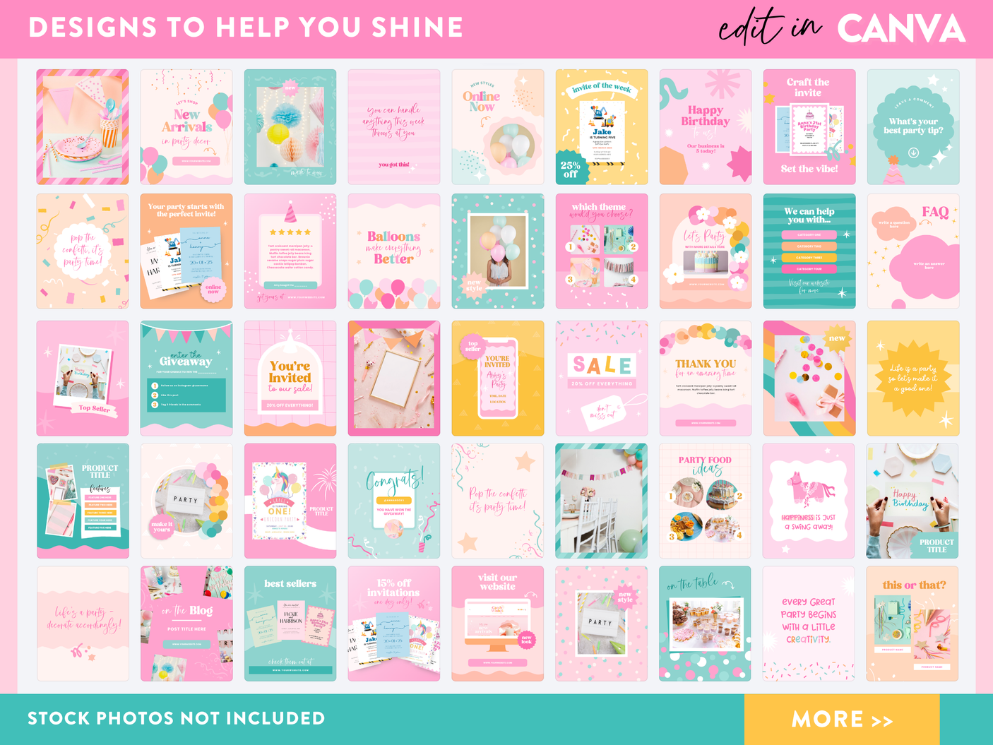 Bright Party Instagram Templates