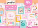 Bright party Instagram templates to edit in Canva with balloons, confetti and more