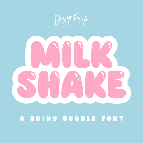 Milk Shake bubble font alphabet with shiny font effect and rounded bubble font letters