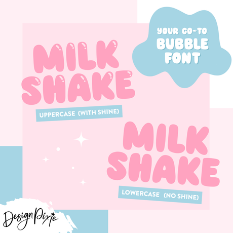 Pink bubble font letters with glossy shine effect for cute branding and design projects