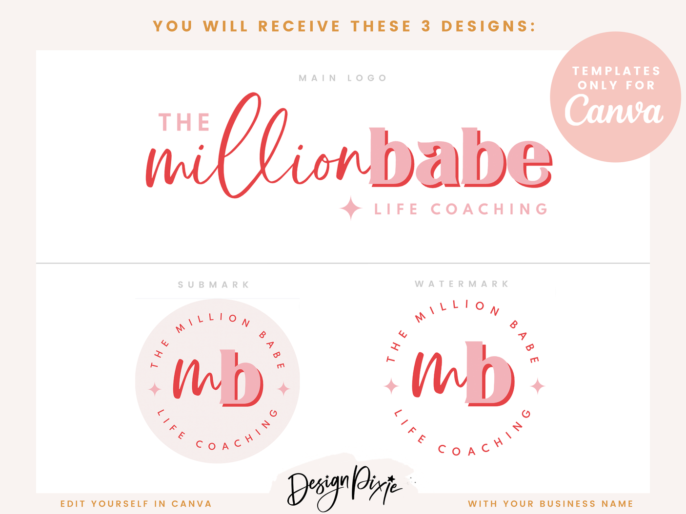 Red Pink Logo Template - Design Pixie