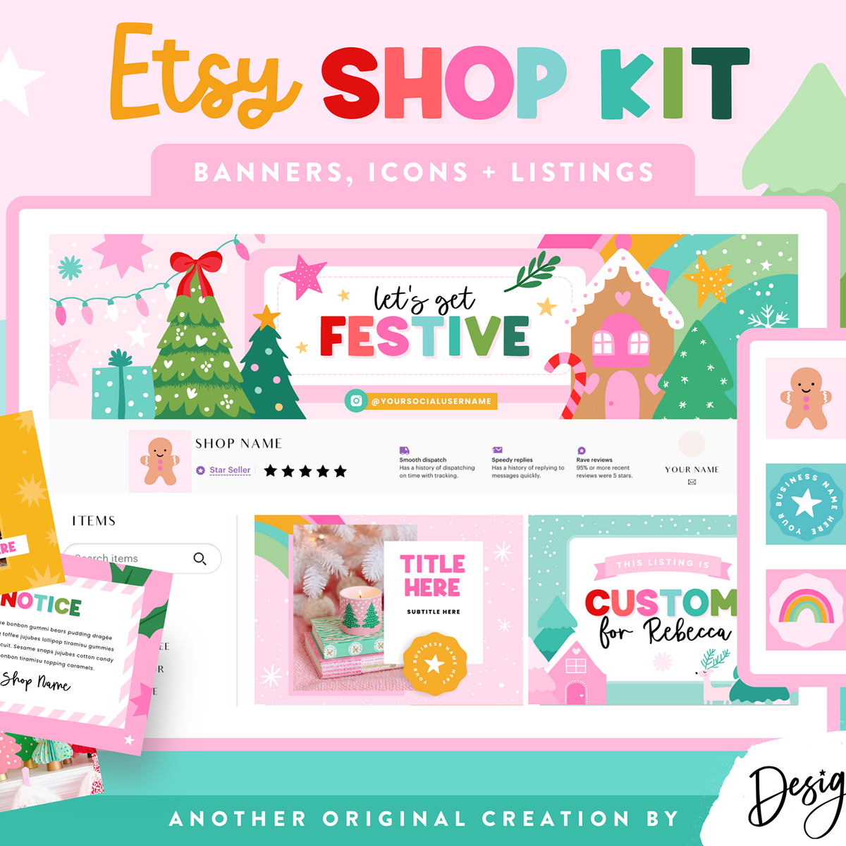 Colorful Christmas Etsy Shop Kit – Design Pixie