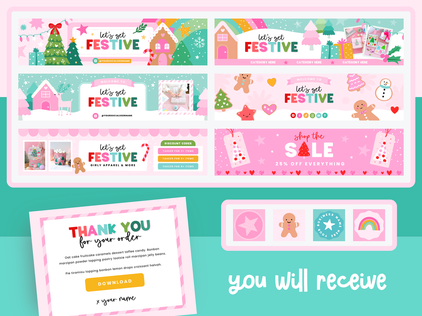 Colorful Christmas Etsy Shop Kit