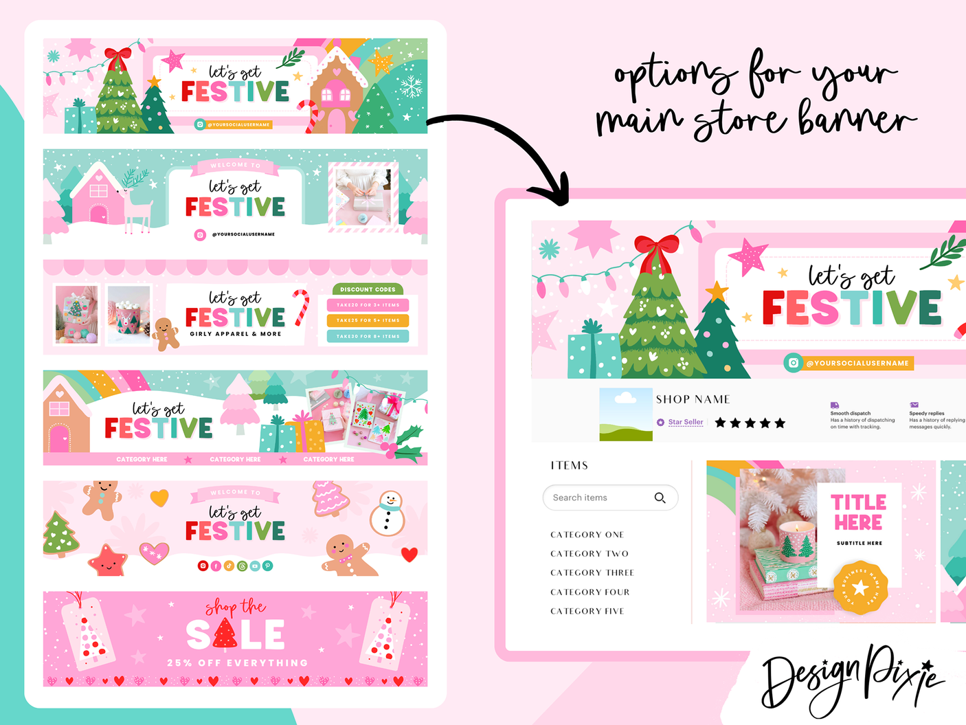 Colorful Christmas Etsy Shop Kit