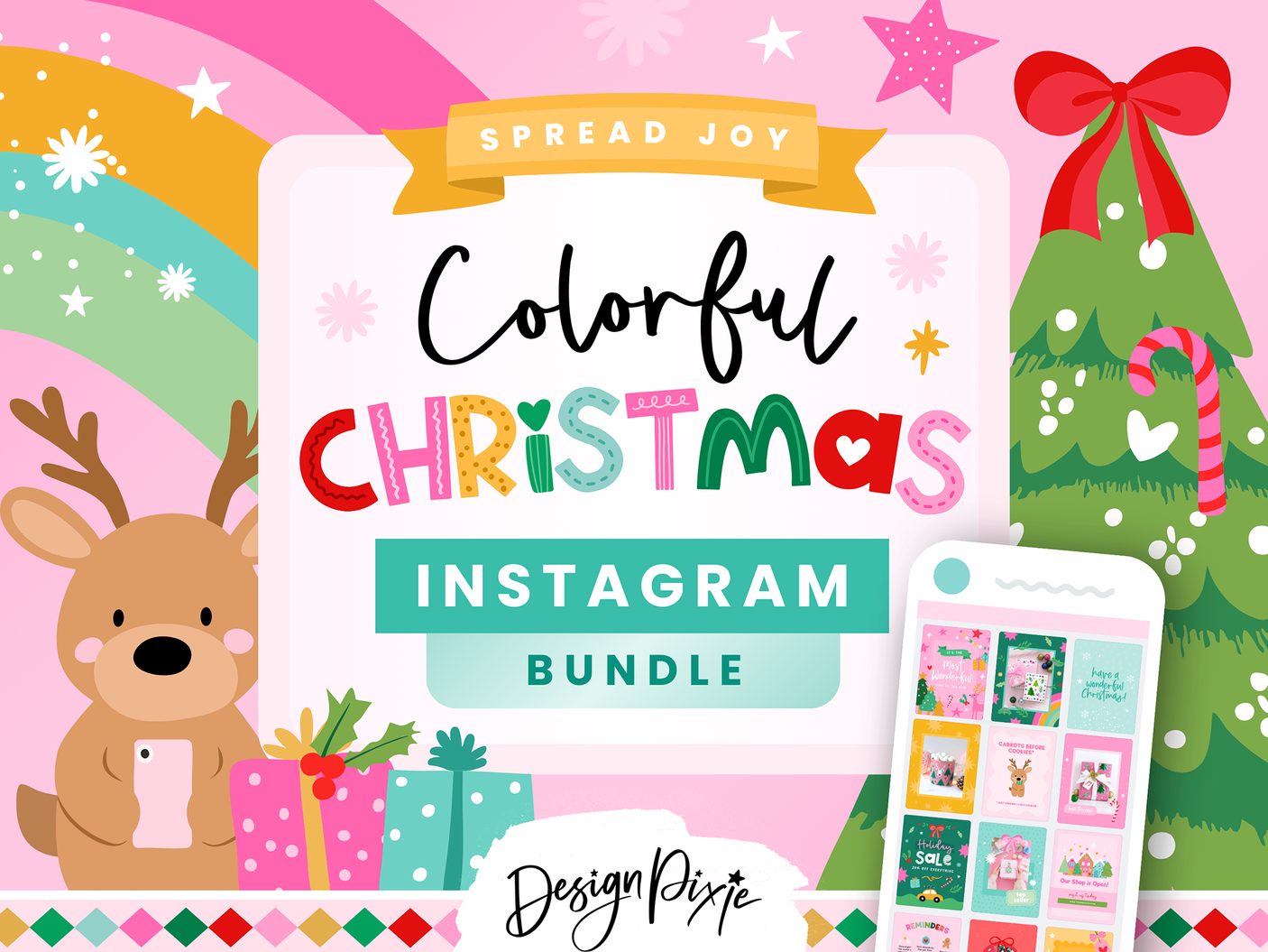 Colorful Christmas Instagram Templates by Design Pixie