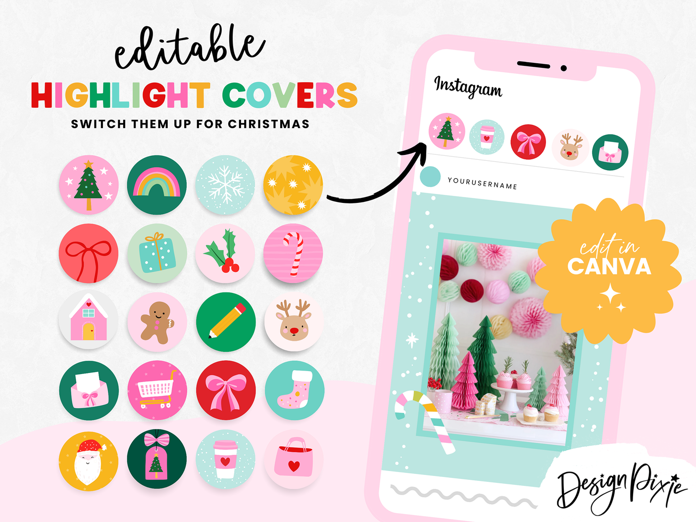 Colorful Christmas Instagram Templates by Design Pixie
