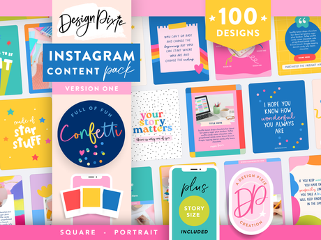 Colorful Instagram templates for posts and story ideas to edit in Canva
