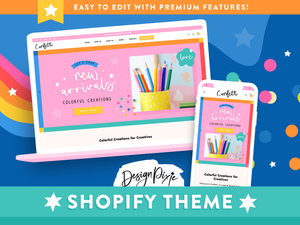 Colorful Shopify theme for printables, coloring pages, invitations, digital products and more