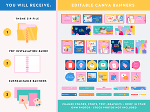 Colorful Shopify store banners to edit in Canva