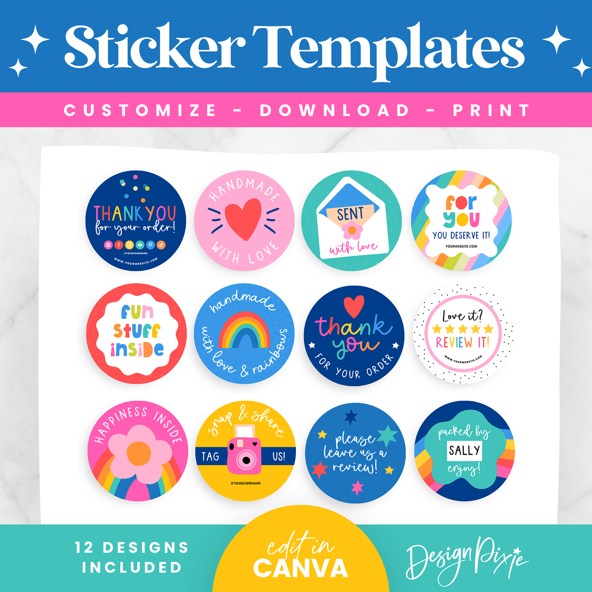 Colorful Sticker Label Templates - Bright Canva Labels for Packaging ...