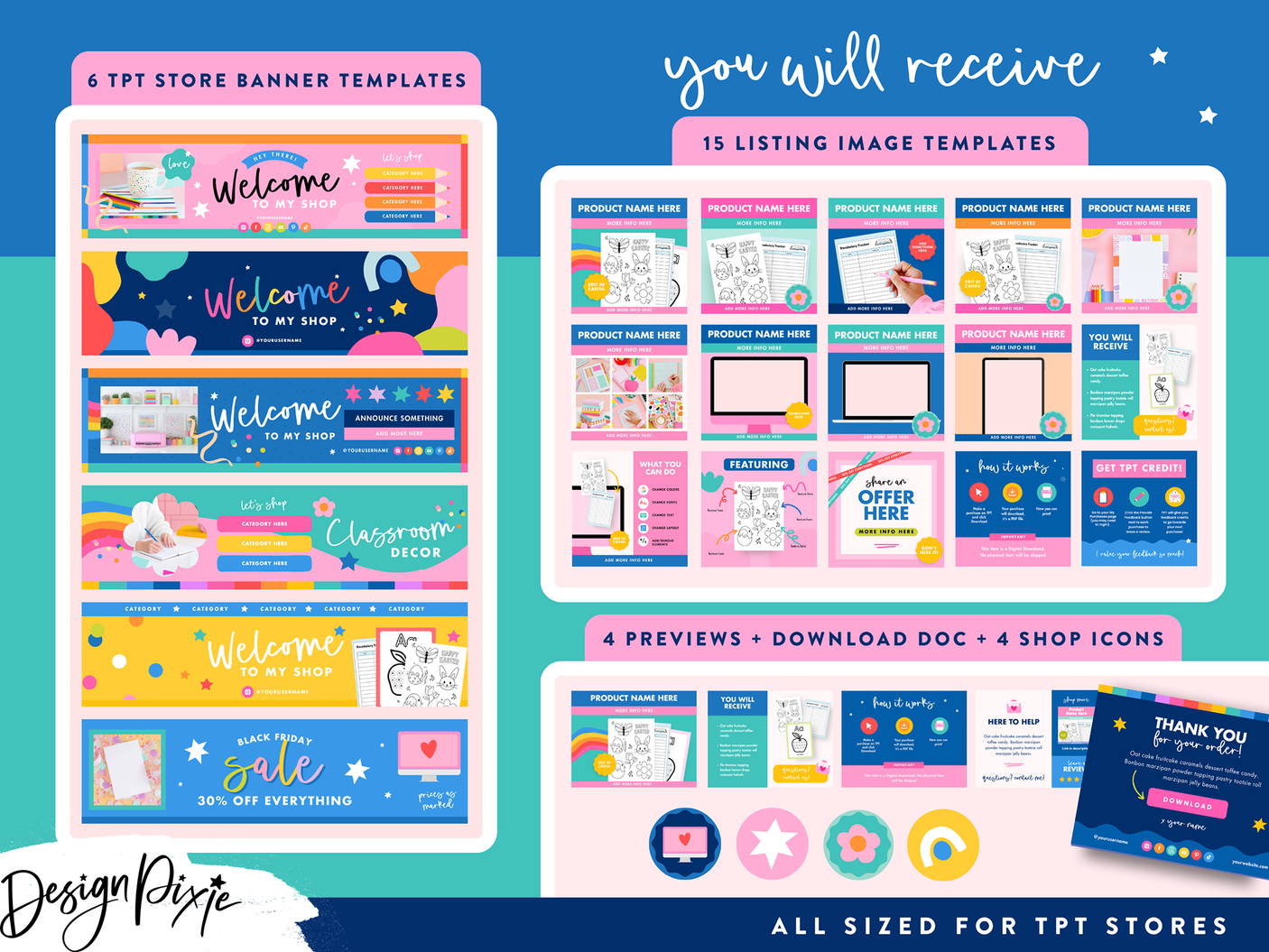 Colorful TPT Store Banner Templates