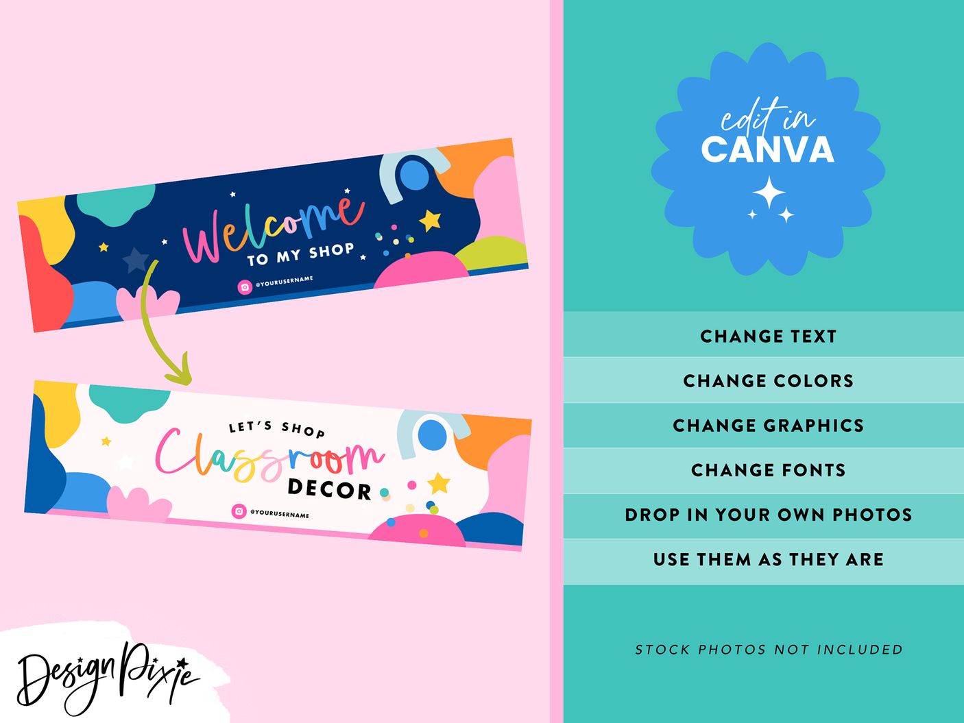 Colorful TPT Store Banner Templates