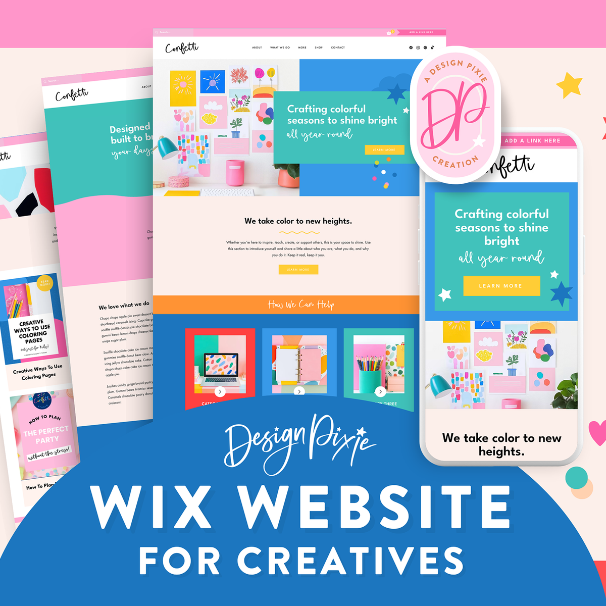 Wix Template Examples Colorful Wix Website Template - Confetti by Design Pixie