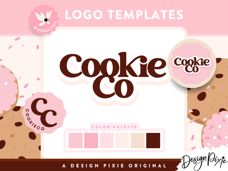 Cookie logo template to edit in Canva for bakery branding