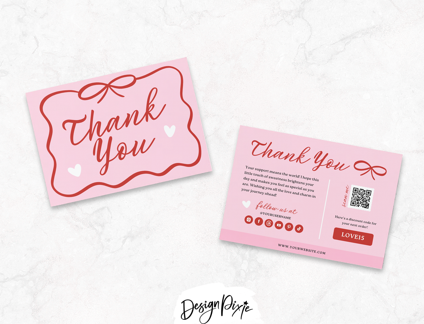 Coquette Thank You Card Template