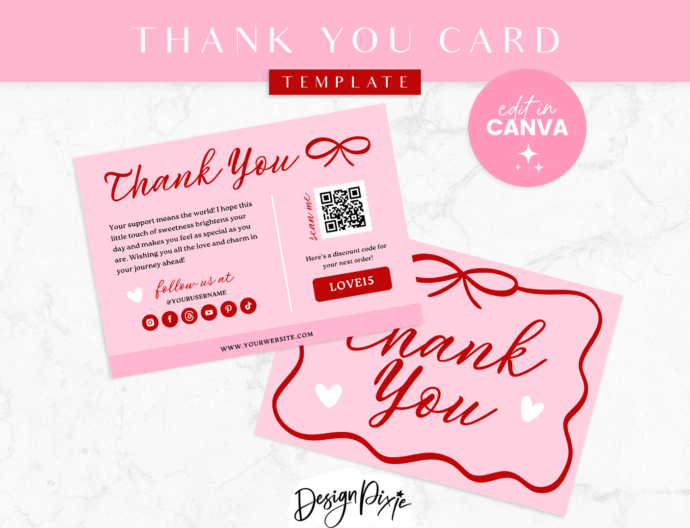 Coquette Thank You Card Template