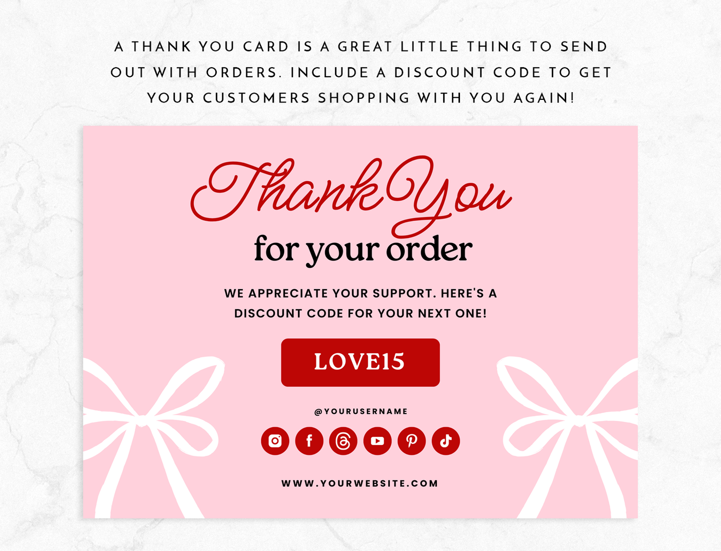 Pink Coquette Thank You Card Template