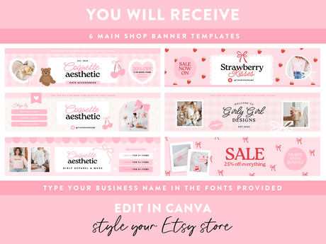 Coquette Etsy Shop Banner Templates