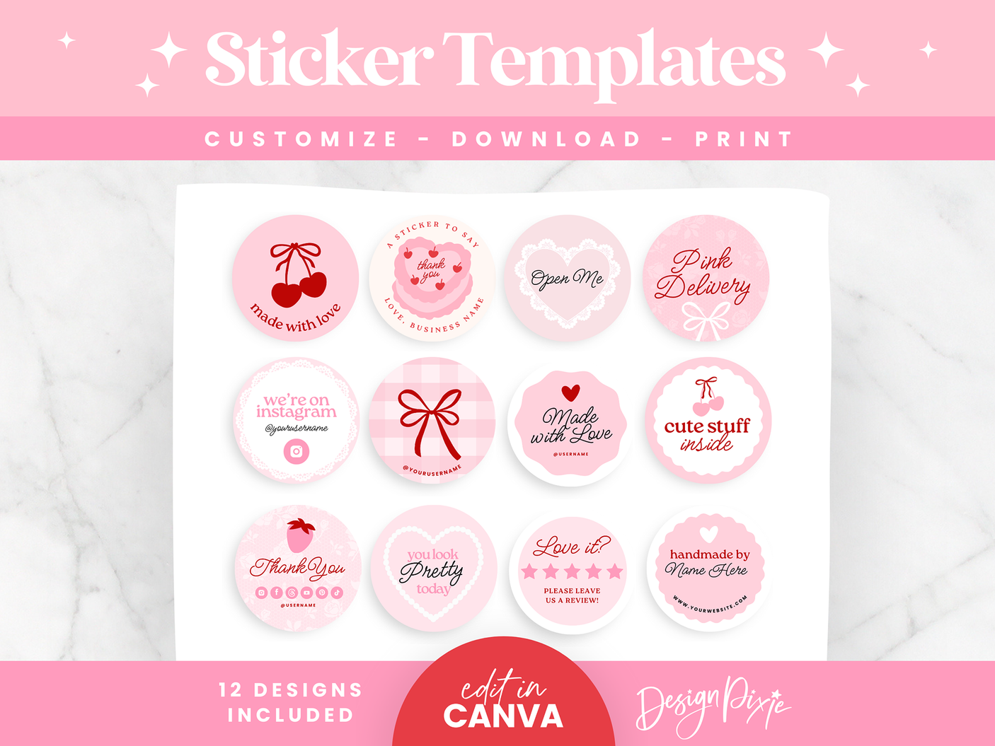 Coquette Sticker Label Templates