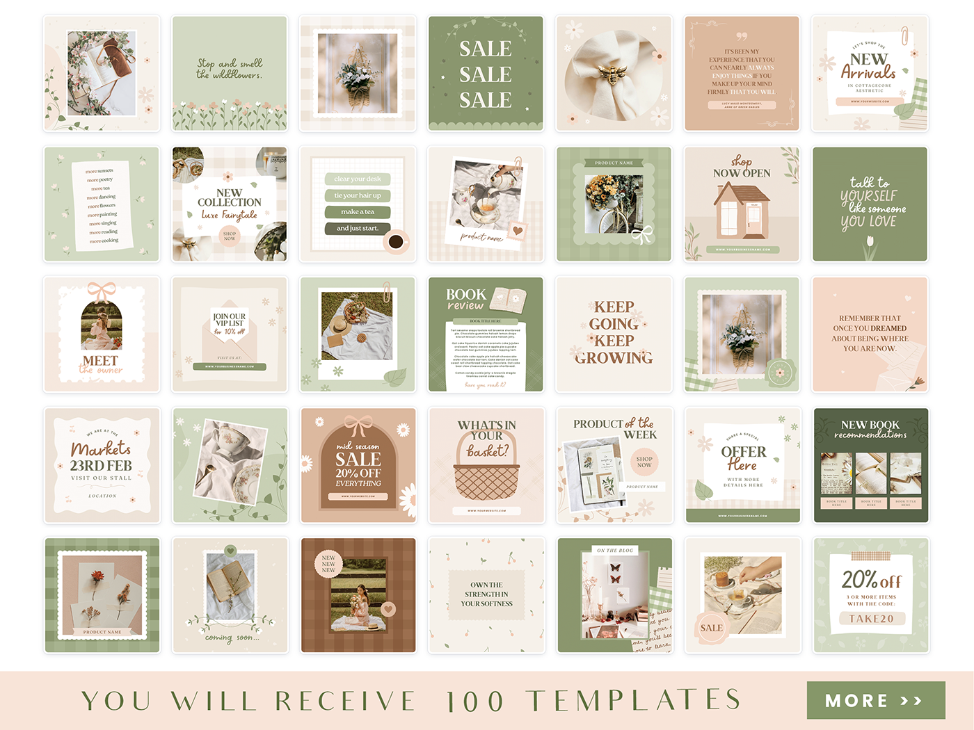 Cottagecore Instagram Post Templates - Design Pixie