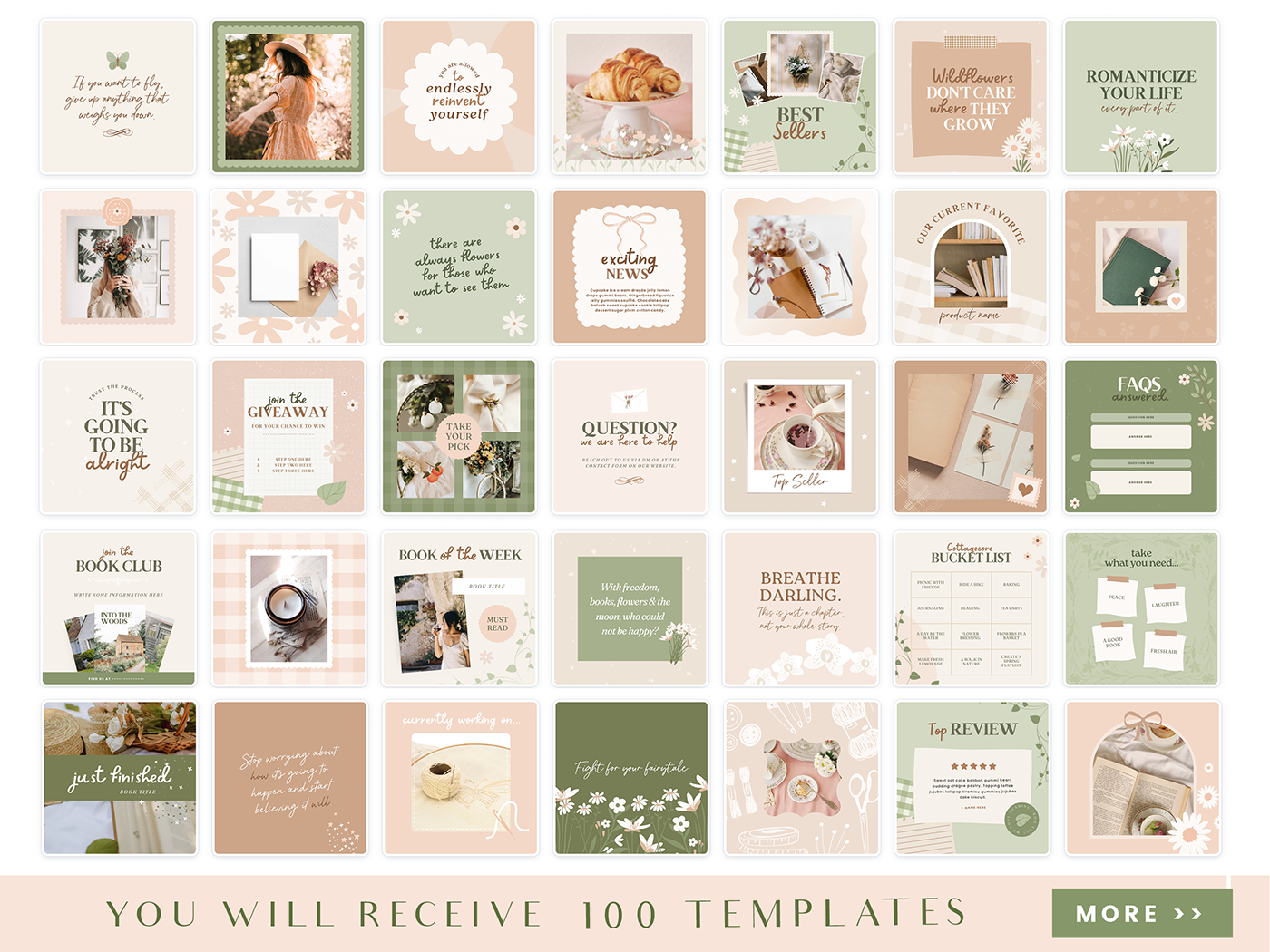 Cottagecore Instagram Post Templates - Design Pixie