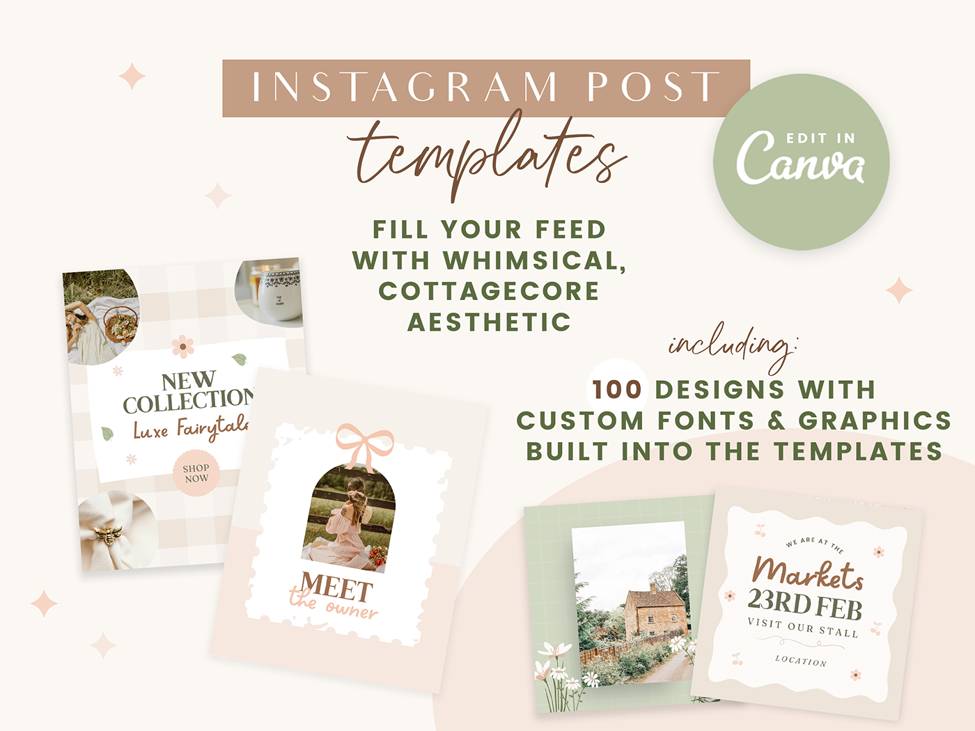 Cottagecore Instagram Post Templates - Design Pixie