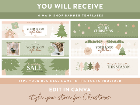 Cottagecore Christmas Etsy Shop Banners