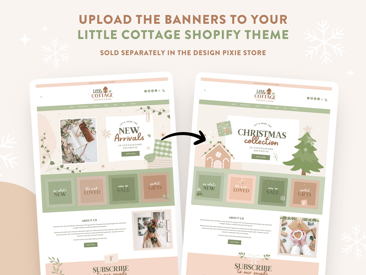 Cottagecore Christmas Shop Banner Templates for Shopify – Design Pixie