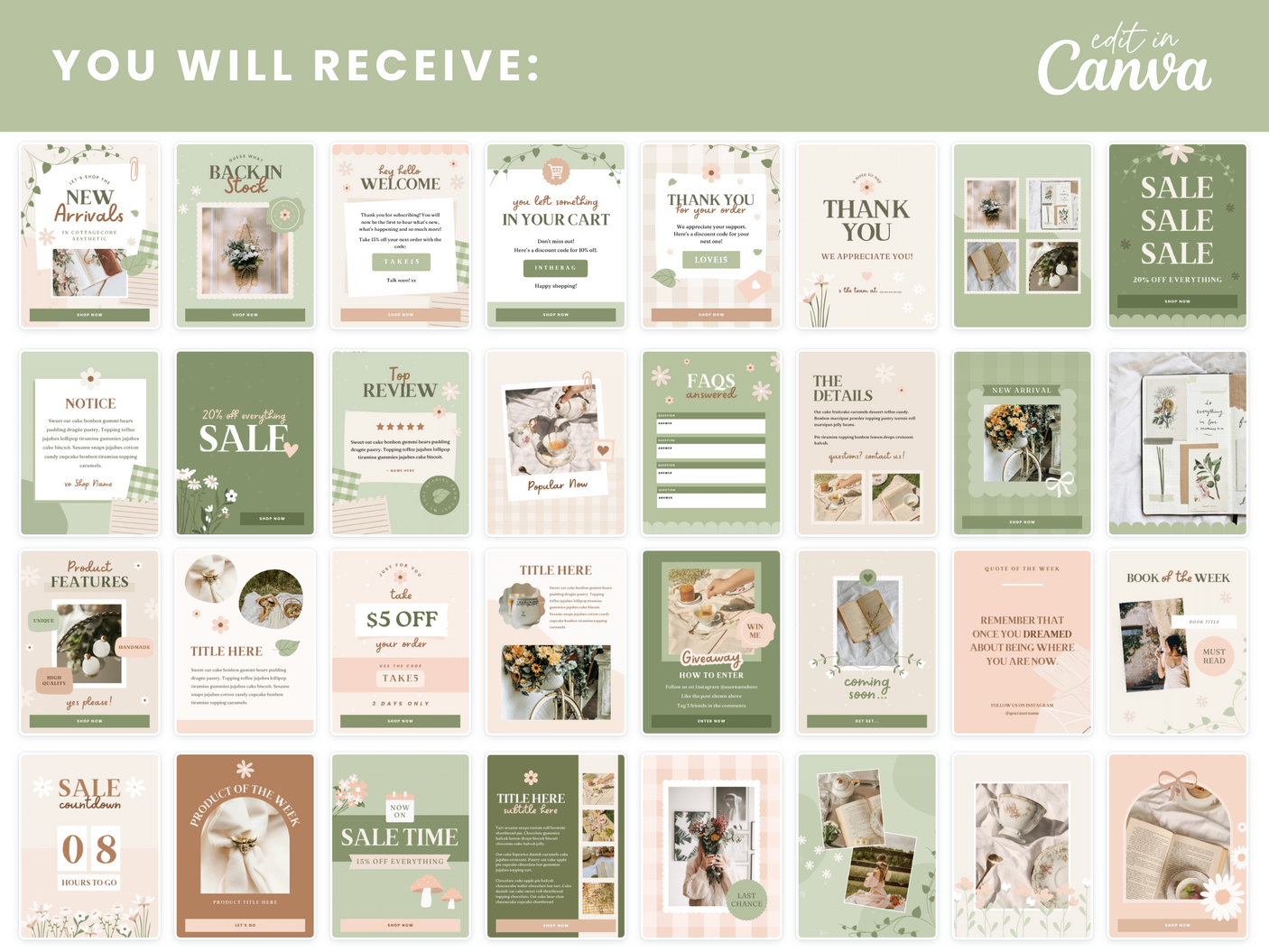 Cottagecore Email Marketing Templates - Design Pixie
