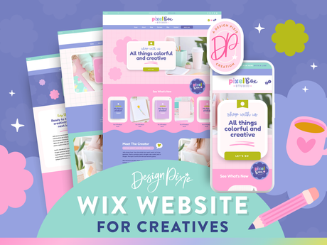 Creative Wix website template in a colorful, digital design