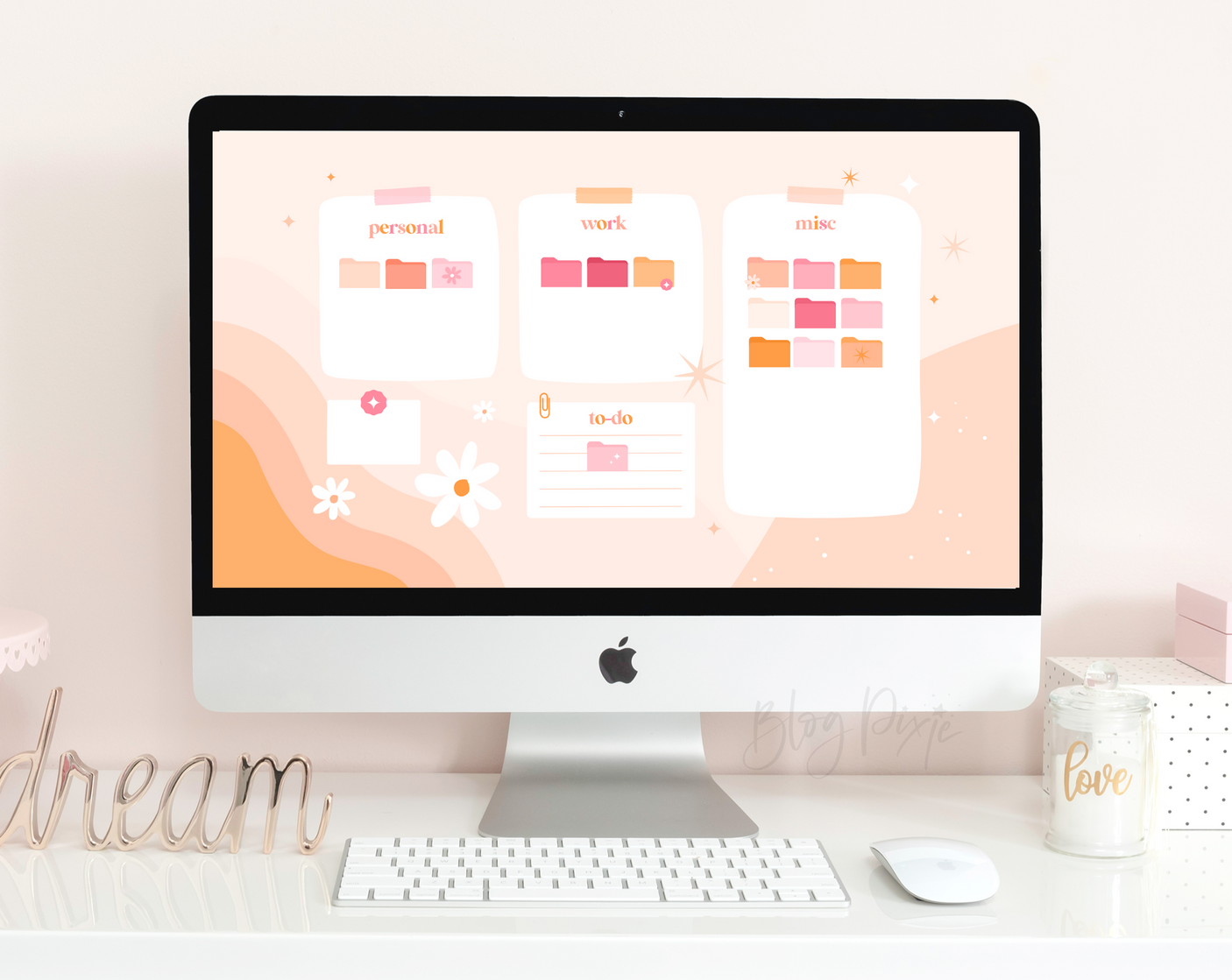 Sweet Peach Desktop Folder Icons - Design Pixie