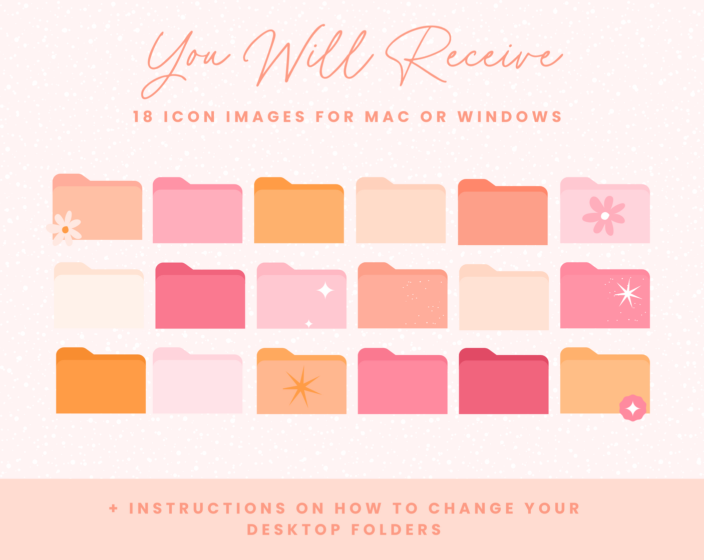 Sweet Peach Desktop Folder Icons - Design Pixie