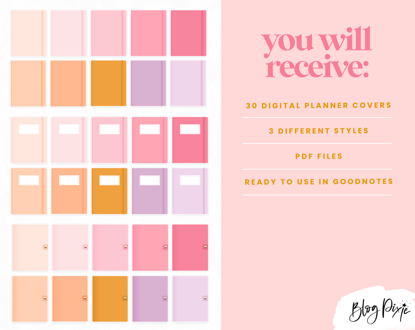 Digital Planner Covers - Pinks - Design Pixie