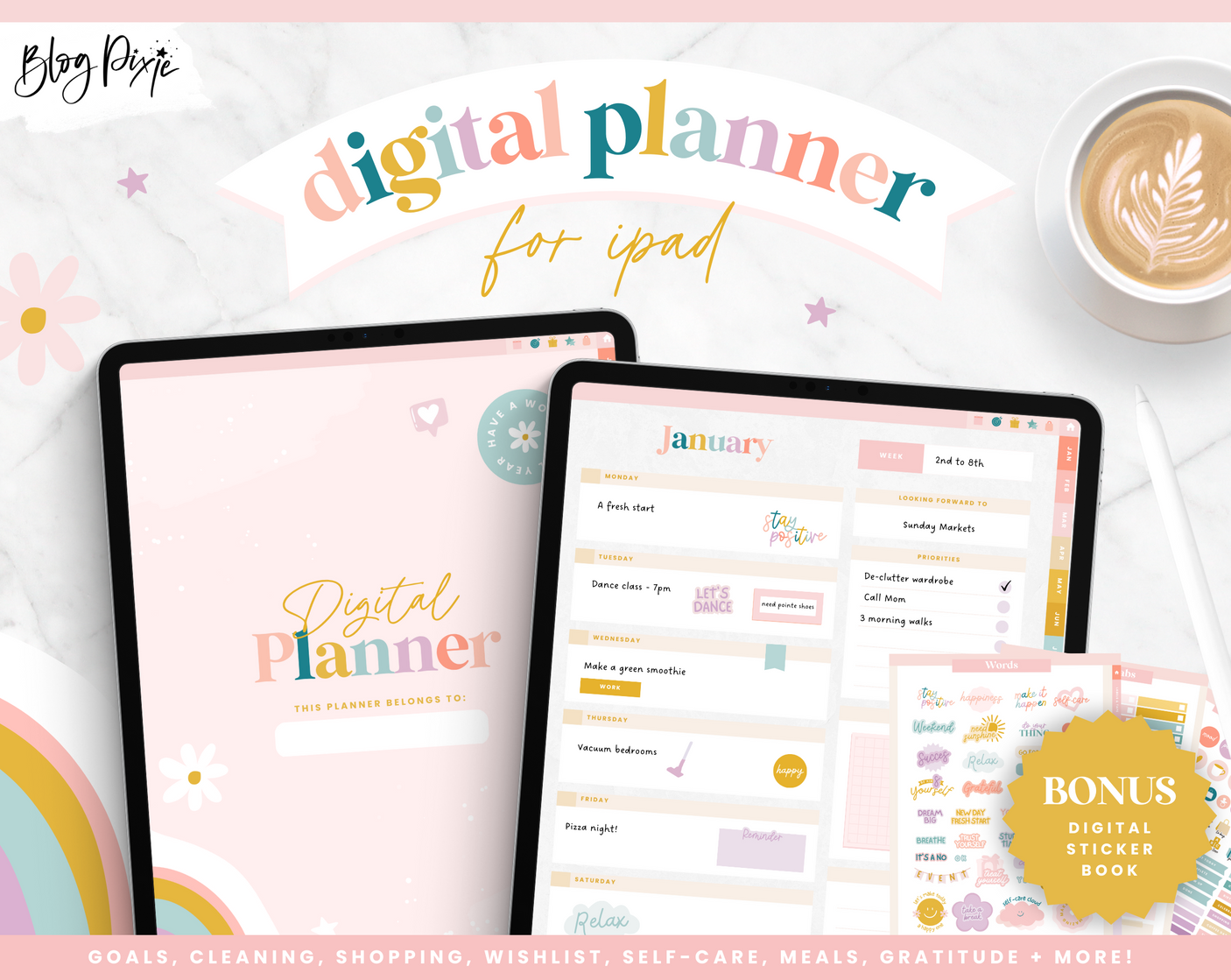 Rainbow Digital Planner - Design Pixie