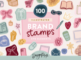 illustrated branding stamps with doodle SVG graphics for brand stickers