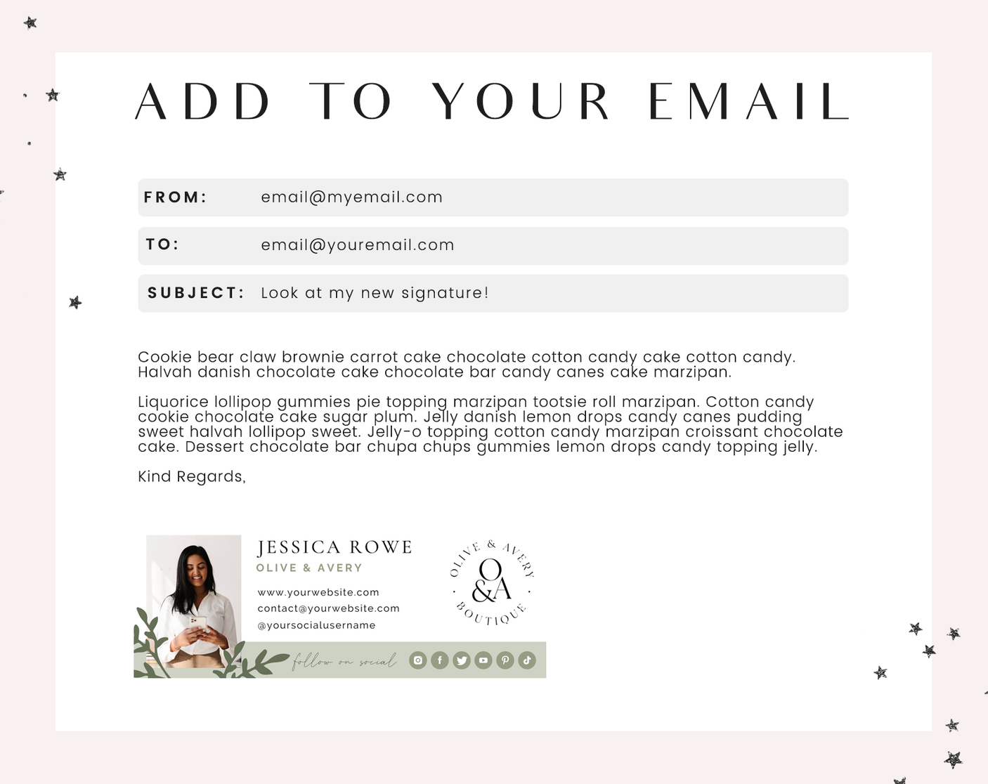 Olive Green Email Signature Template - Design Pixie