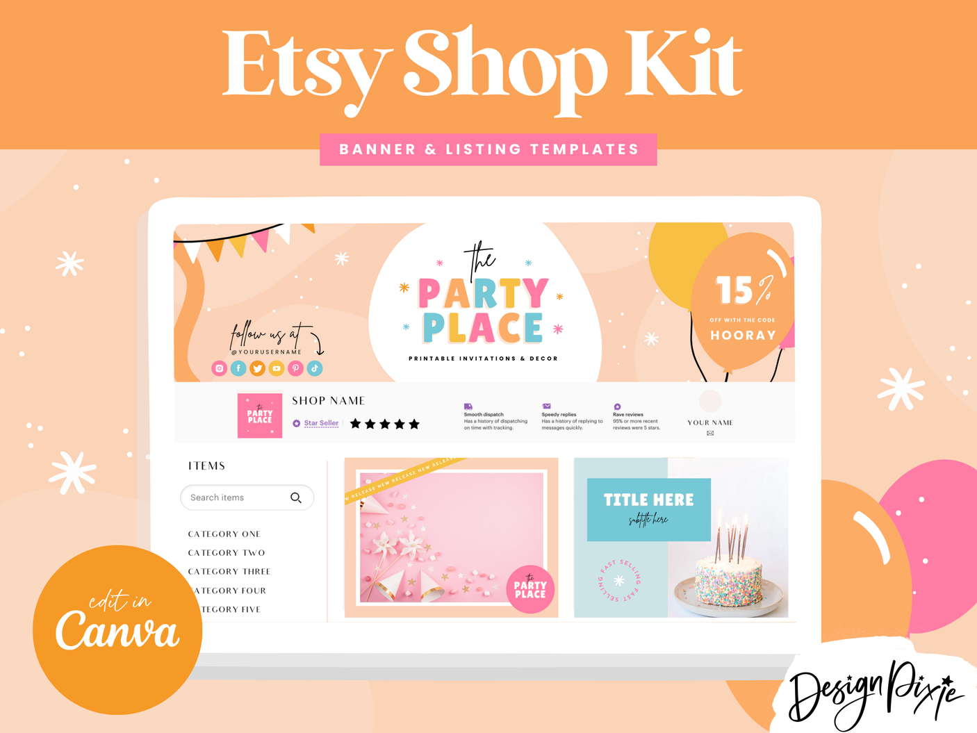 Party Place Etsy Shop Kit - Design Pixie