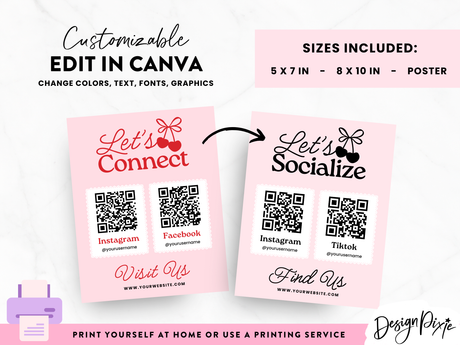 Pink Social Media Sign Template