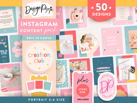 Fun bright Instagram templates to edit in Canva for party stores, kids shops and colorful branding
